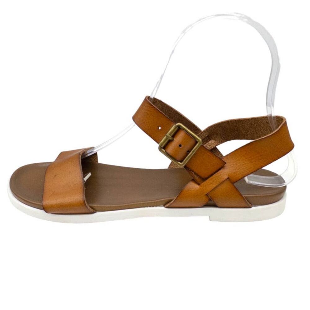 Rock & Candy Clarise Flat Sandals Women's 6.5 Tan Adjustable Ankle Strap